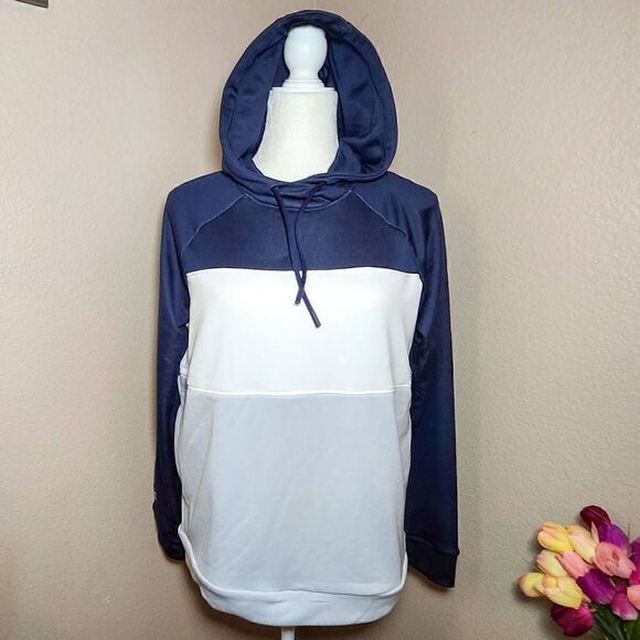 Under Armour Womens Hoodie Blue UA Qualifier Color Block Pullover Size M - Picture 1 of 8